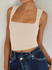 Square Neck Wide Strap Tank - Cute Little Wish