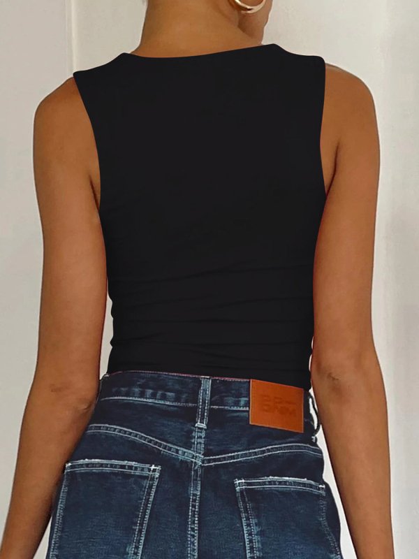 Square Neck Wide Strap Tank - Cute Little Wish