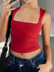 Square Neck Wide Strap Tank - Cute Little Wish