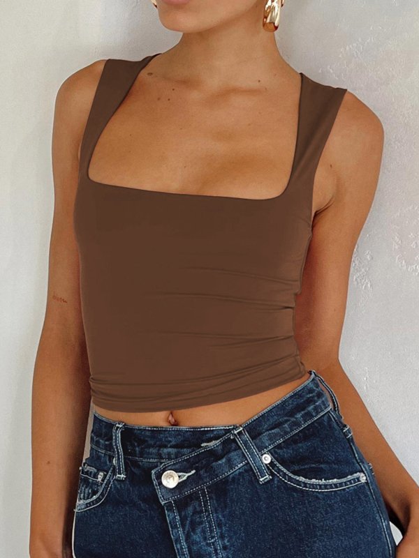 Square Neck Wide Strap Tank - Cute Little Wish