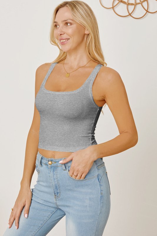 Square Neck Wide Strap Tank - Cute Little Wish