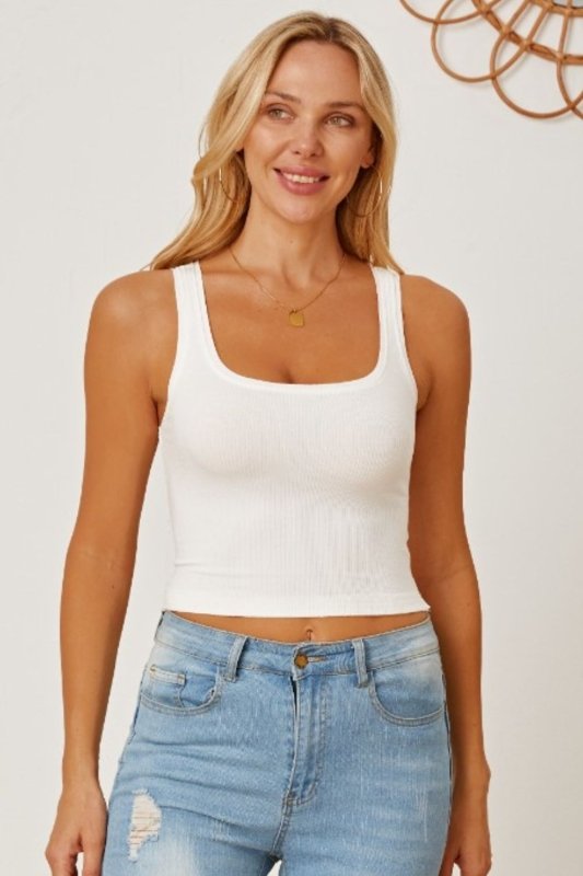 Square Neck Wide Strap Tank - Cute Little Wish