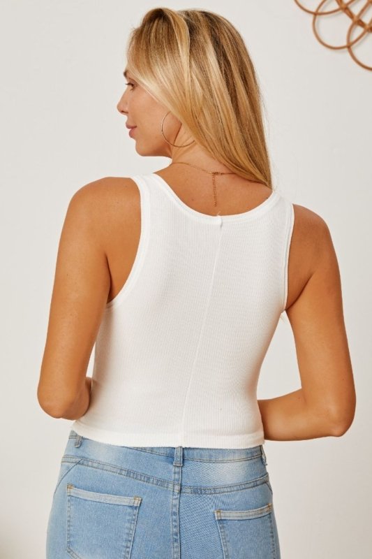 Square Neck Wide Strap Tank - Cute Little Wish