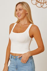 Square Neck Wide Strap Tank - Cute Little Wish