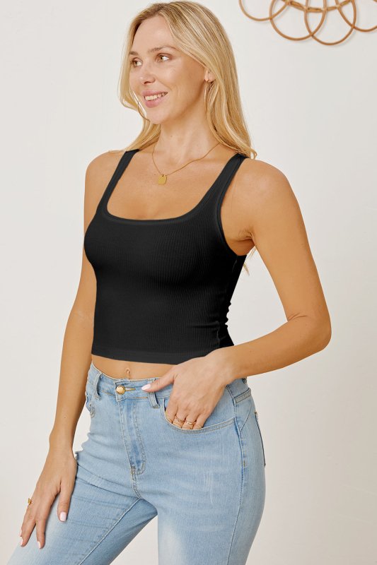 Square Neck Wide Strap Tank - Cute Little Wish