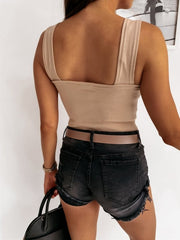 Square Neck Wide Strap Tank - Cute Little Wish