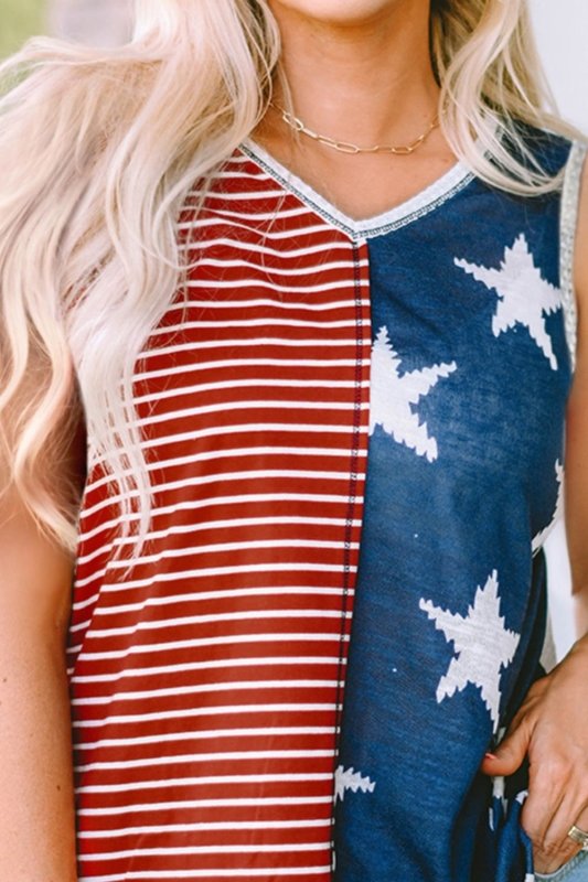 Star and Stripe V-Neck Tank - Cute Little Wish