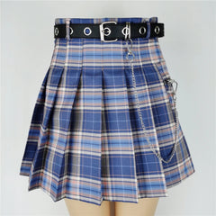 Streetwear Harajuku Plaid Pleated Skirt - Vintage Gothic with Belt - Cute Little Wish