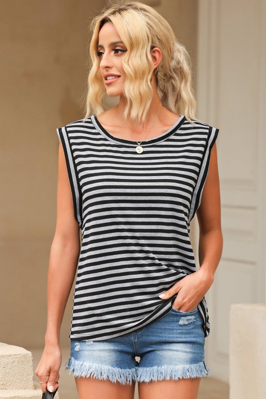 Striped Boat Neck Tank - Cute Little Wish