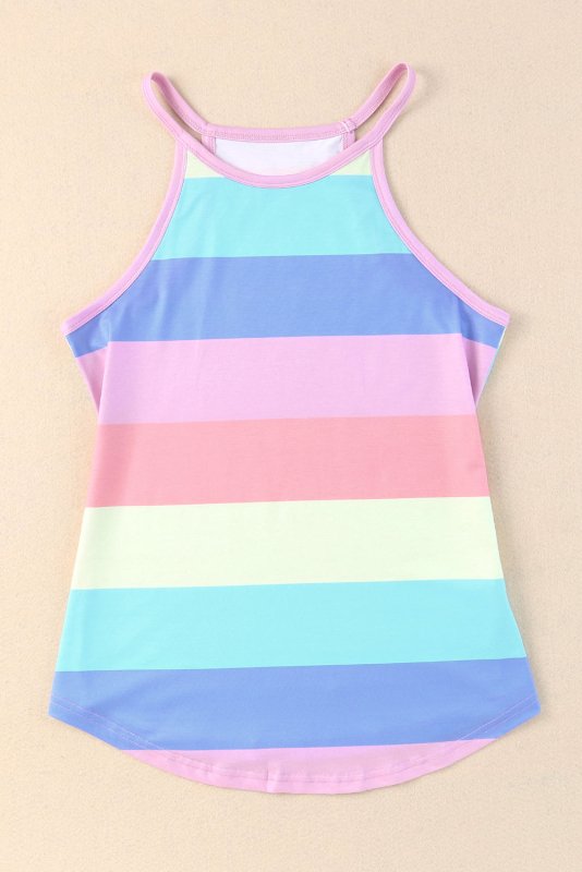 Striped Curved Hem Tank - Cute Little Wish