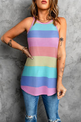 Striped Curved Hem Tank - Cute Little Wish