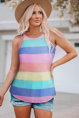 Striped Curved Hem Tank - Cute Little Wish