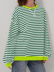 Striped Round Neck Long Sleeve T-Shirt - Cute Little Wish