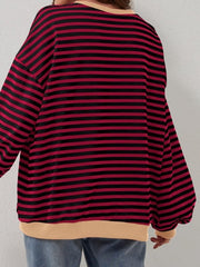 Striped Round Neck Long Sleeve T-Shirt - Cute Little Wish