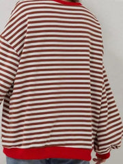 Striped Round Neck Long Sleeve T-Shirt - Cute Little Wish