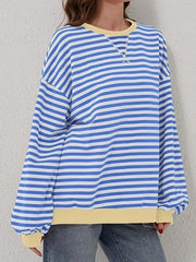 Striped Round Neck Long Sleeve T-Shirt - Cute Little Wish