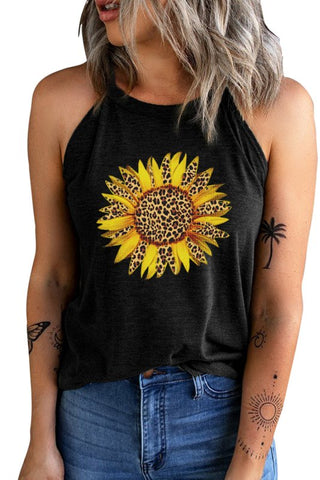 Sunflower Graphic Round Neck Tank - Cute Little Wish