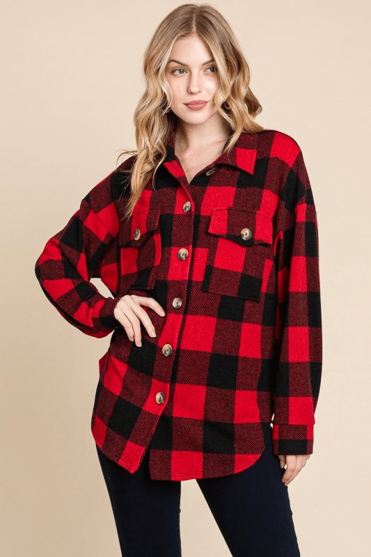 Super Lady Plaid Button Down Long Sleeve Shirt