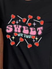 SWEET ON YOU Round Neck Short Sleeve T-Shirt - Cute Little Wish