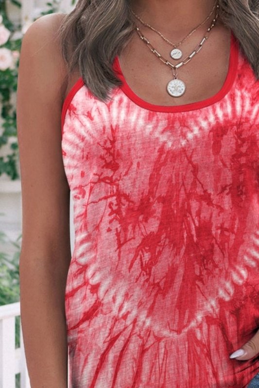 Tie-Dye Scoop Neck Wide Strap Tank - Cute Little Wish