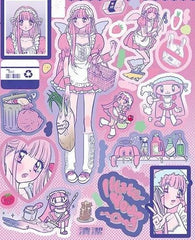 Trendy Harajuku Style Laser Anime Girl Stickers - Cute Little Wish