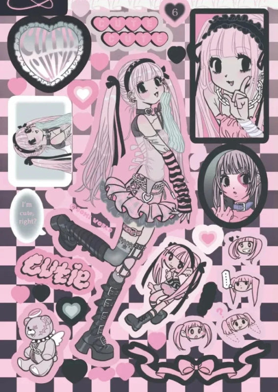 Trendy Harajuku Style Laser Anime Girl Stickers - Cute Little Wish