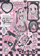 Trendy Harajuku Style Laser Anime Girl Stickers - Cute Little Wish