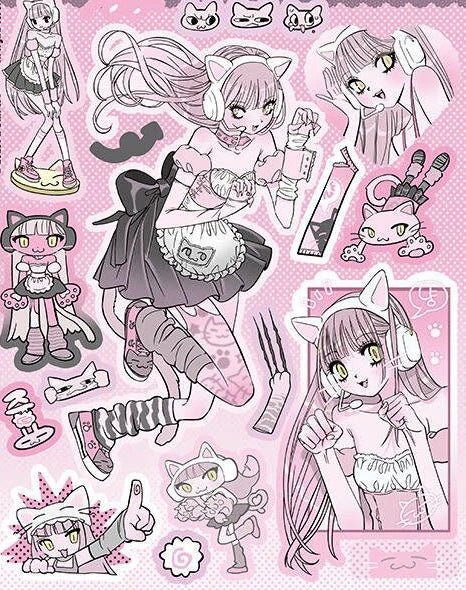 Trendy Harajuku Style Laser Anime Girl Stickers - Cute Little Wish