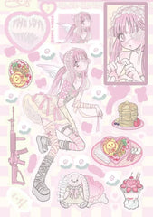 Trendy Harajuku Style Laser Anime Girl Stickers - Cute Little Wish