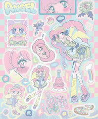 Trendy Harajuku Style Laser Anime Girl Stickers - Cute Little Wish