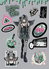 Trendy Harajuku Style Laser Anime Girl Stickers - Cute Little Wish