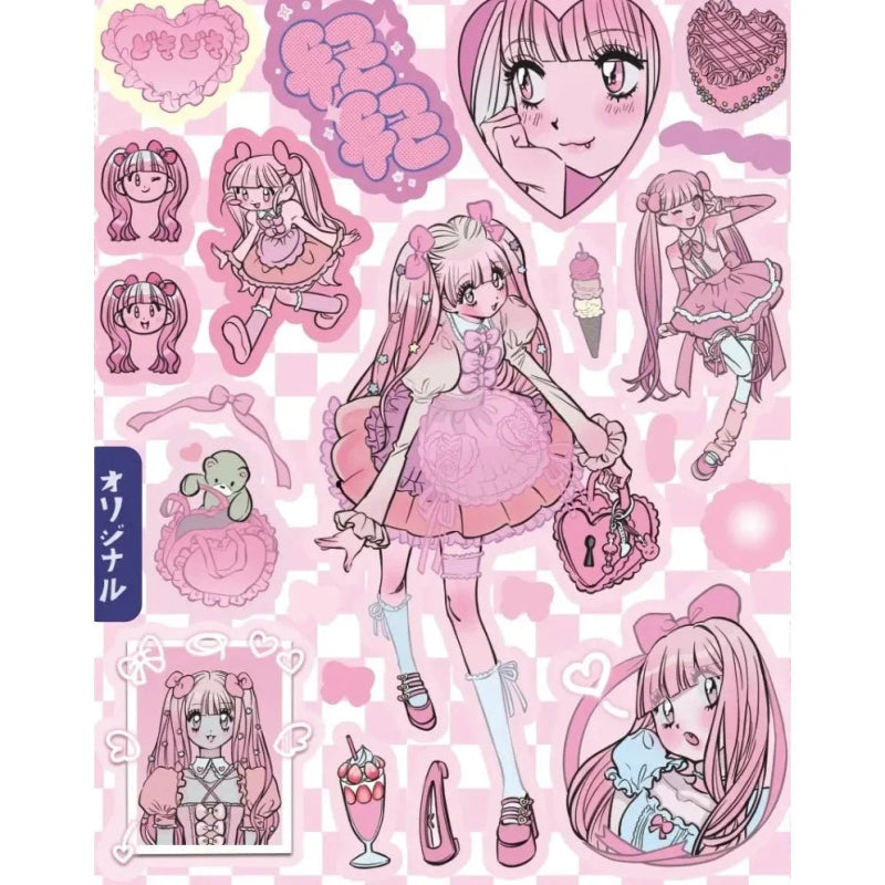 Trendy Harajuku Style Laser Anime Girl Stickers - Cute Little Wish