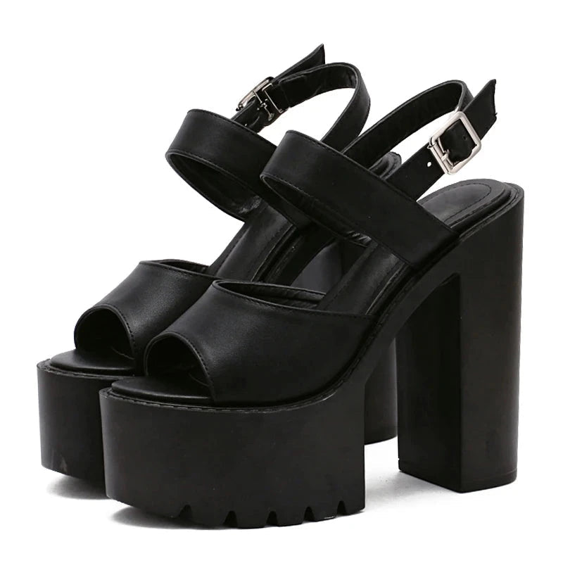 Trendy Platform Sandals with Chunky Heels and Strappy Design