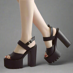 Trendy Platform Sandals with Chunky Heels and Strappy Design