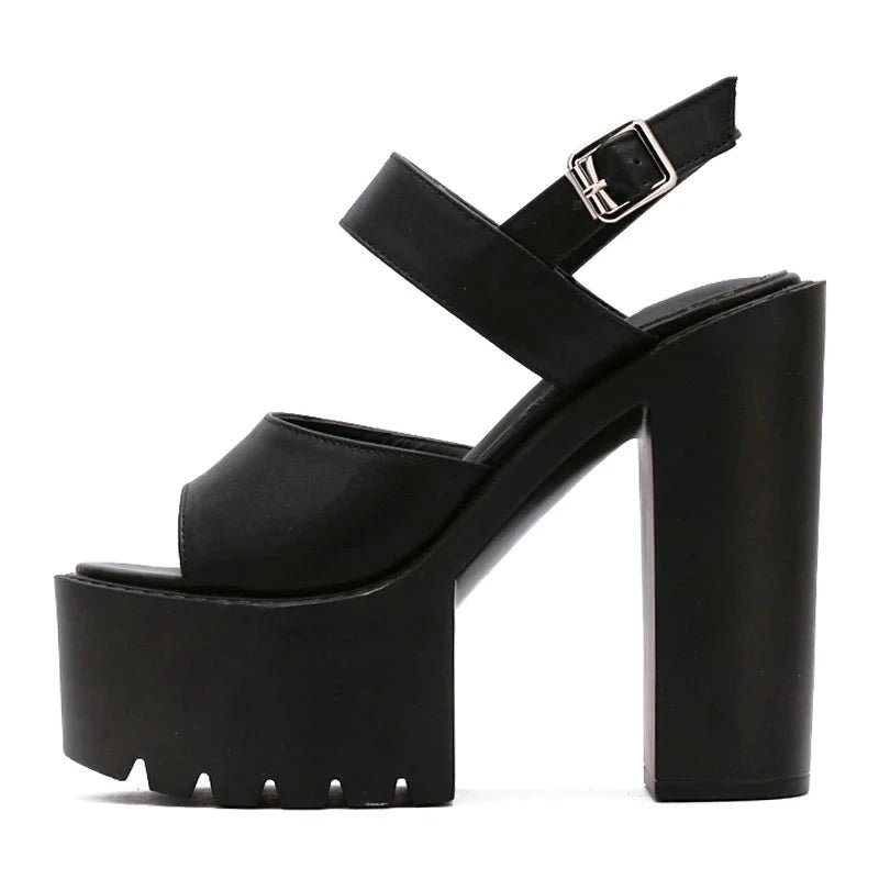 Trendy Platform Sandals with Chunky Heels and Strappy Design