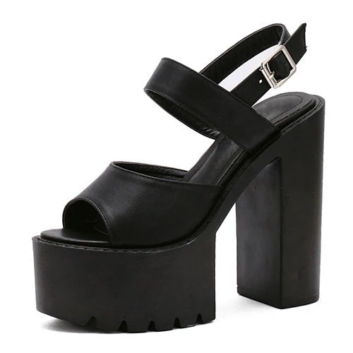 Trendy Platform Sandals with Chunky Heels and Strappy Design