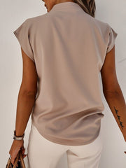 V-Neck Cap Sleeve Blouse - Cute Little Wish