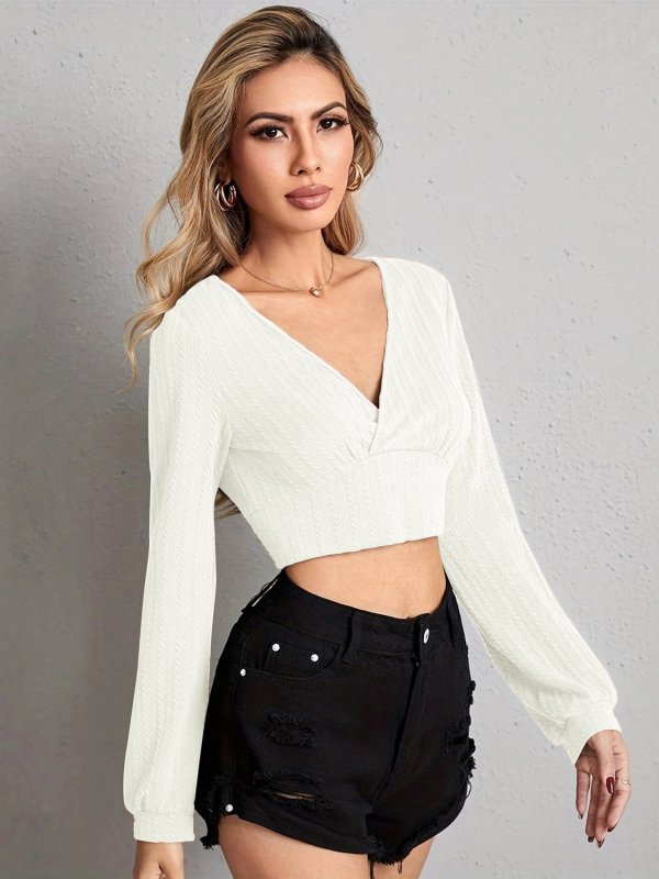 V Neck Crop Top - Cute Little Wish