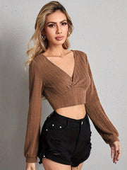 V Neck Crop Top - Cute Little Wish