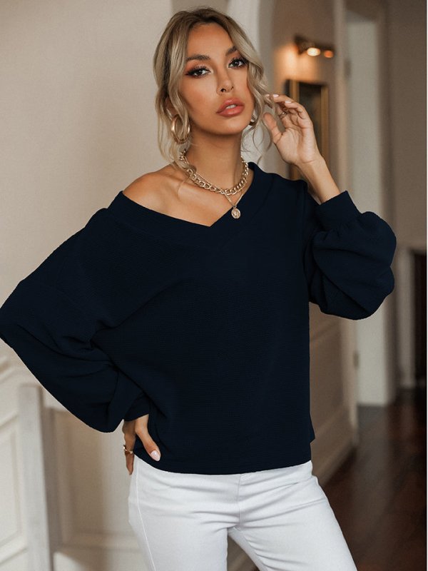 V-Neck Drop Shoulder Top - Cute Little Wish