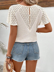 V-Neck Flutter Sleeve Blouse - Cute Little Wish