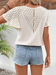 V-Neck Flutter Sleeve Blouse - Cute Little Wish