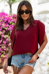 V-Neck Petal Sleeve Blouse - Cute Little Wish