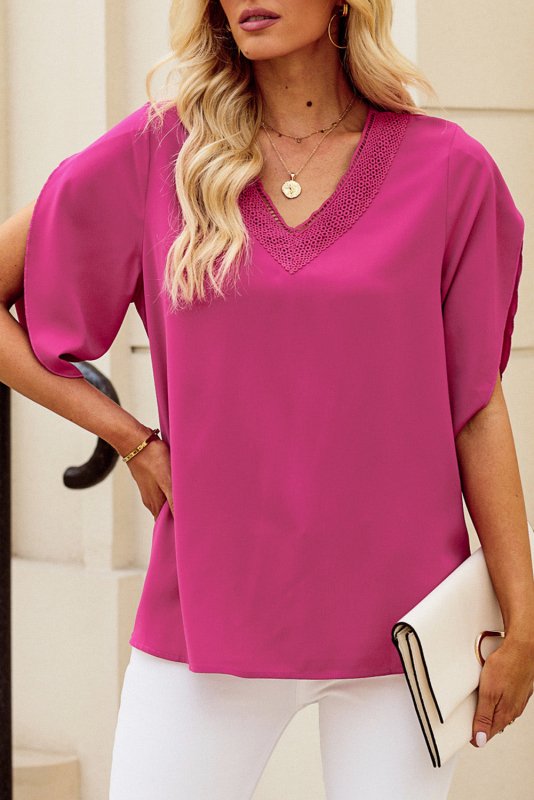 V-Neck Petal Sleeve Blouse - Cute Little Wish