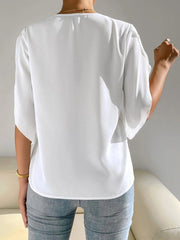 V-Neck Short Sleeve Blouse - Cute Little Wish