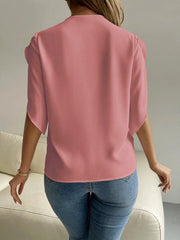 V-Neck Short Sleeve Blouse - Cute Little Wish