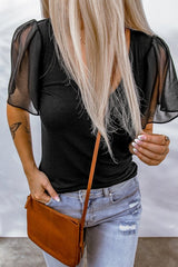 V-Neck Short Sleeve Blouse - Cute Little Wish