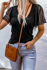 V-Neck Short Sleeve Blouse - Cute Little Wish