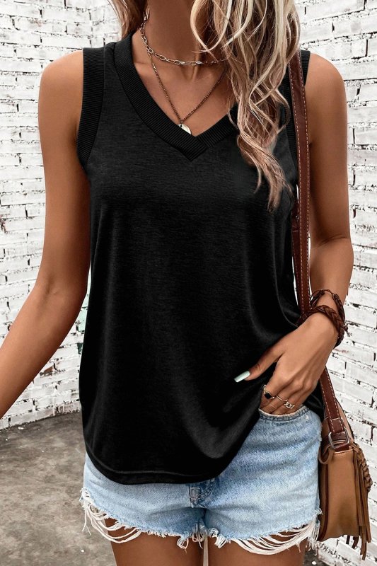 V-Neck Wide Strap Tank - Cute Little Wish