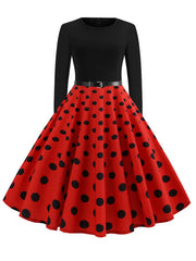 Vintage Black Polka Dot and Red Skirt Dress - Cute Little Wish